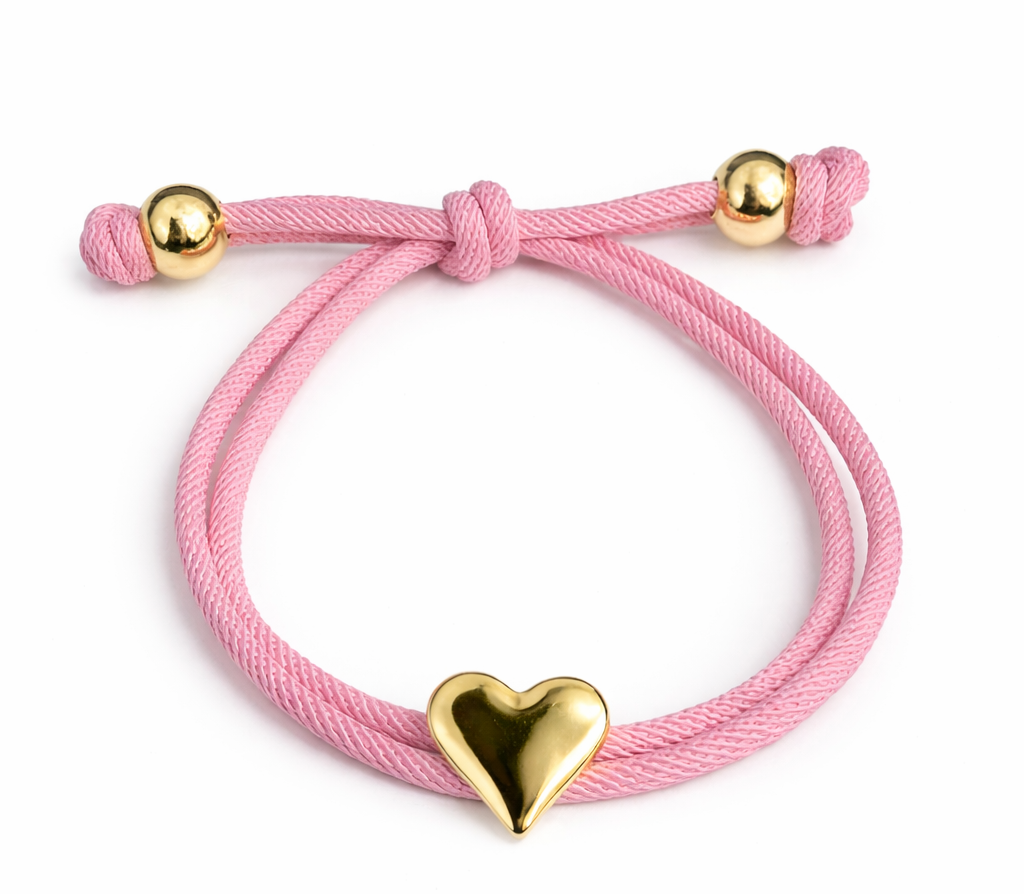 Pink Bracelet with Gold Heart