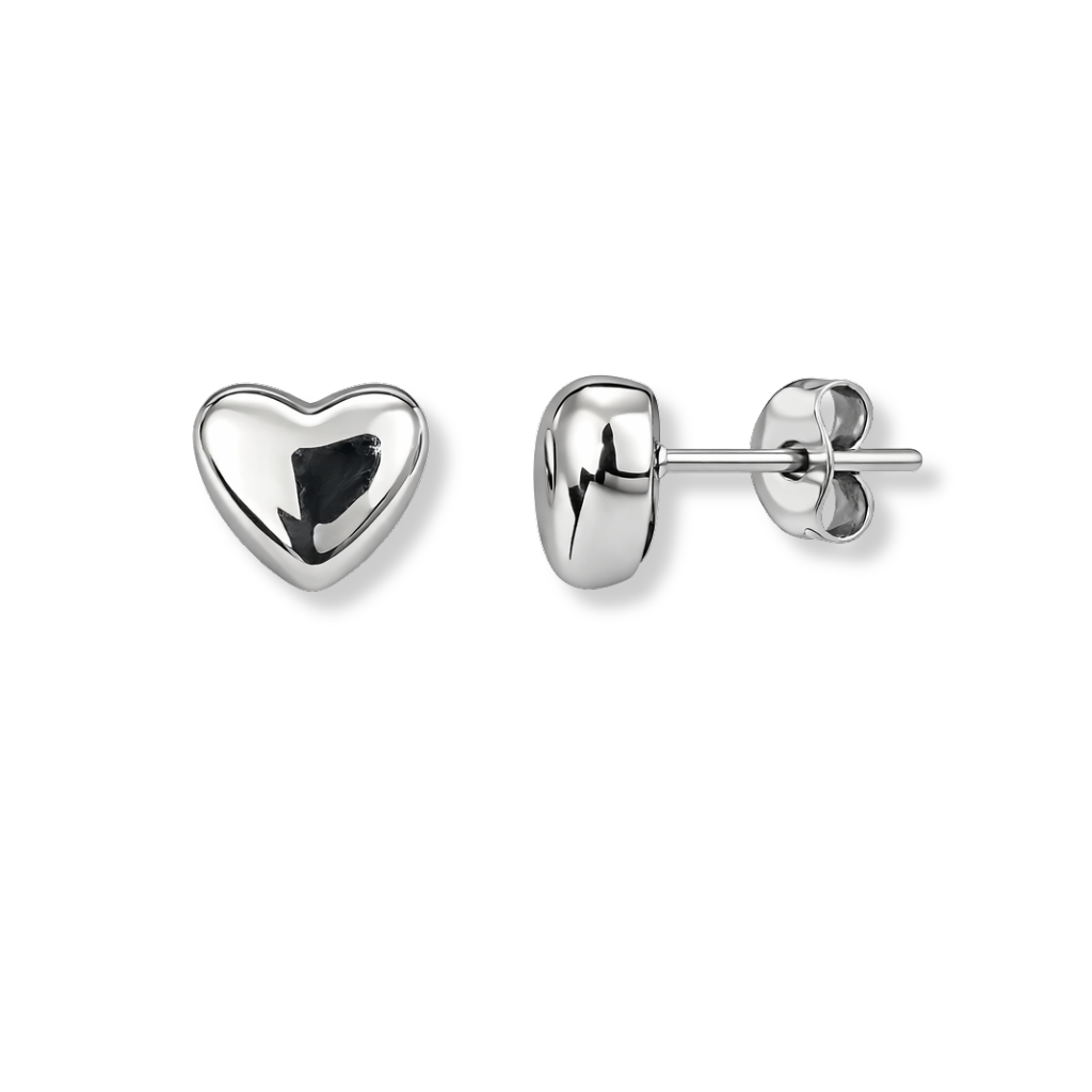 Silver Heart Studs