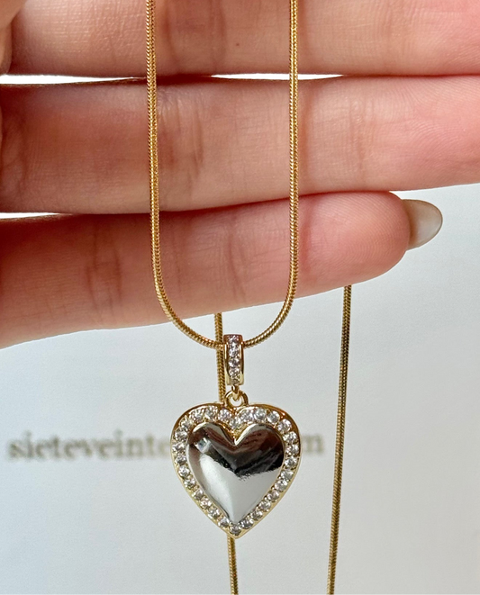 Silver & Gold Heart Chain