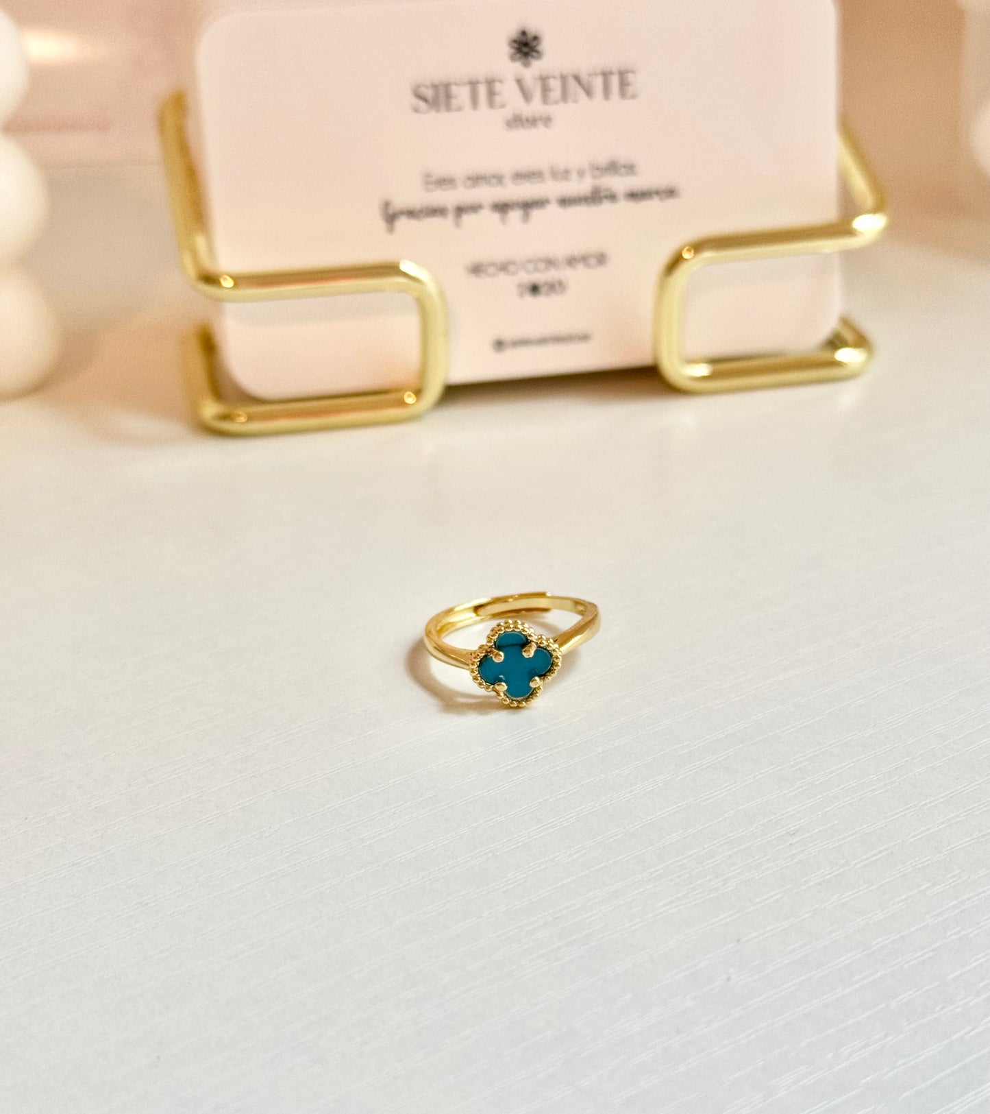 Blue Clover Ring