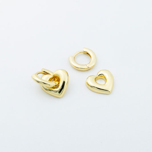 Gold Heart Hoops