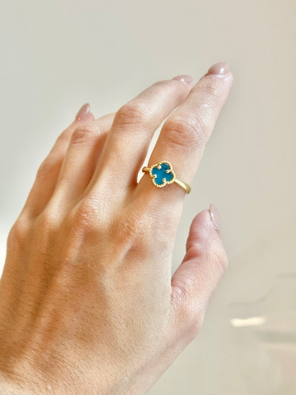 Blue Clover Ring