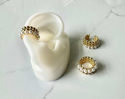 Pearl and Gold Ear Cuff