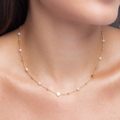 Mini Heart & Pearl Chain