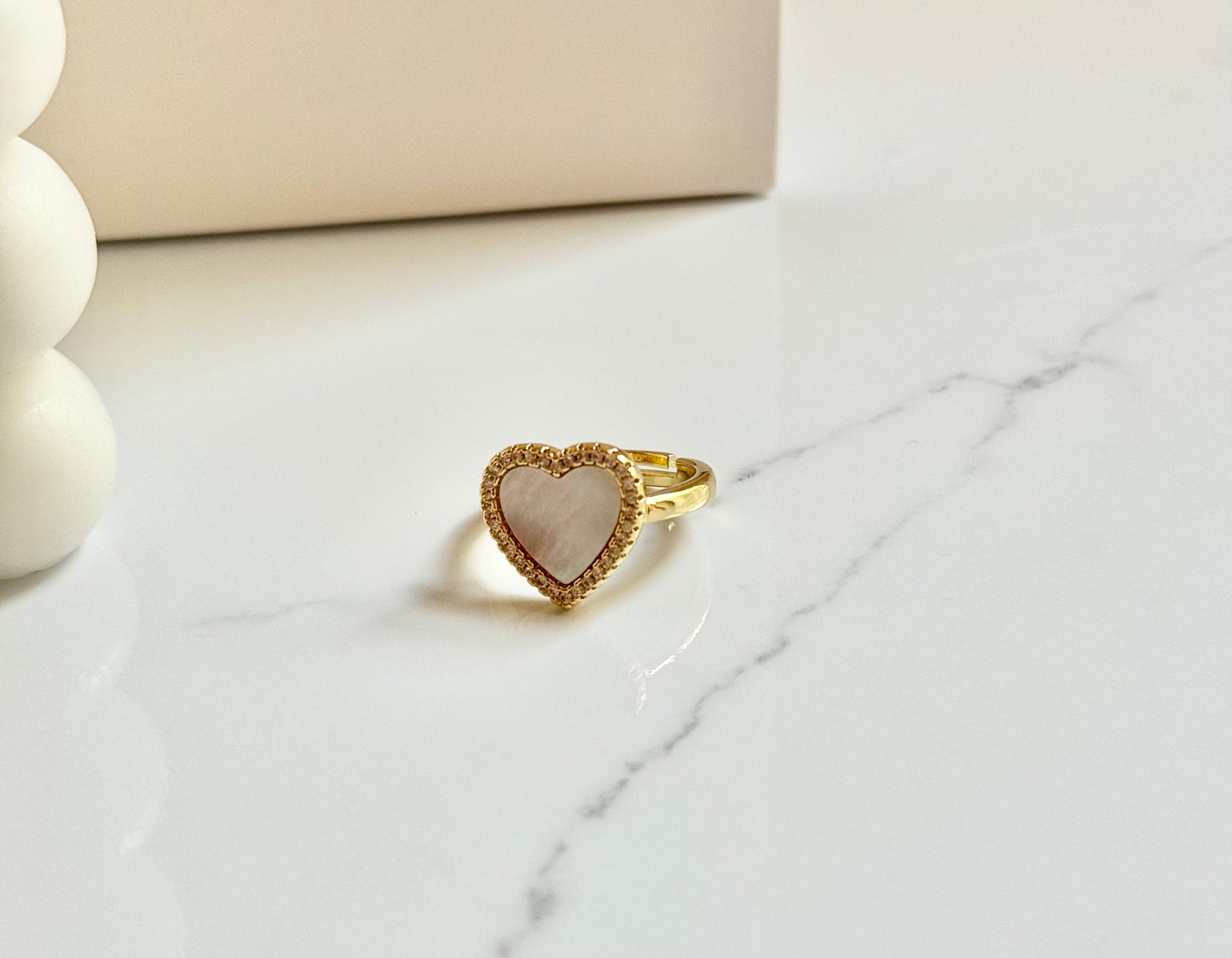 White Heart Ring