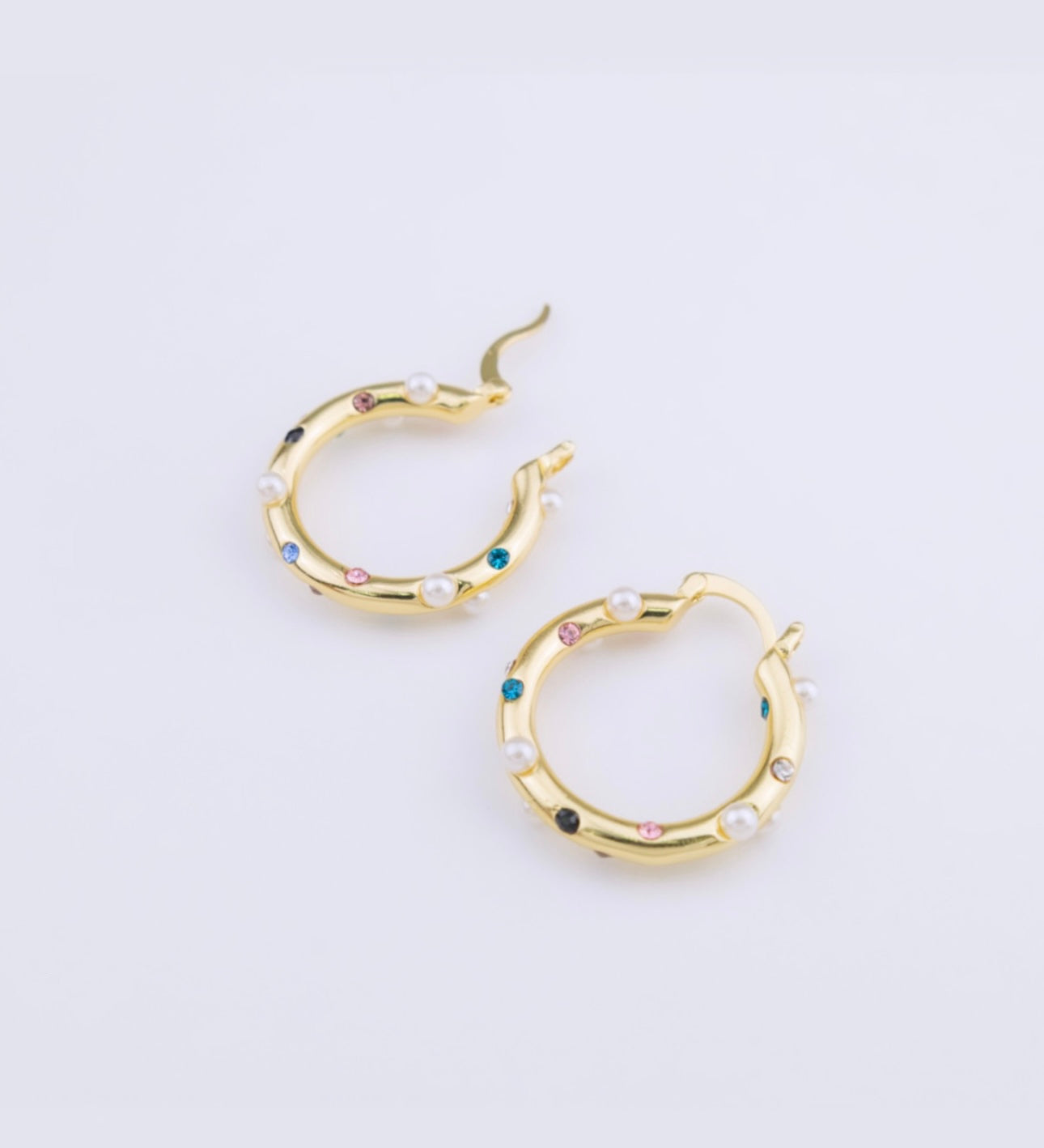 Colors and Pearls Hoops