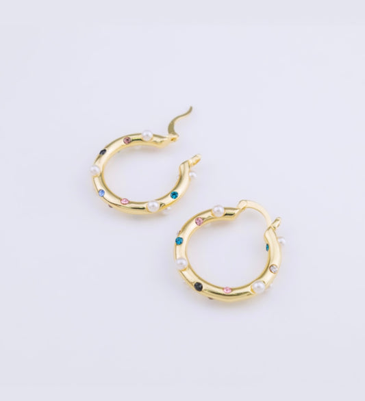 Colors and Pearls Hoops