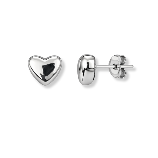 Silver Heart Studs