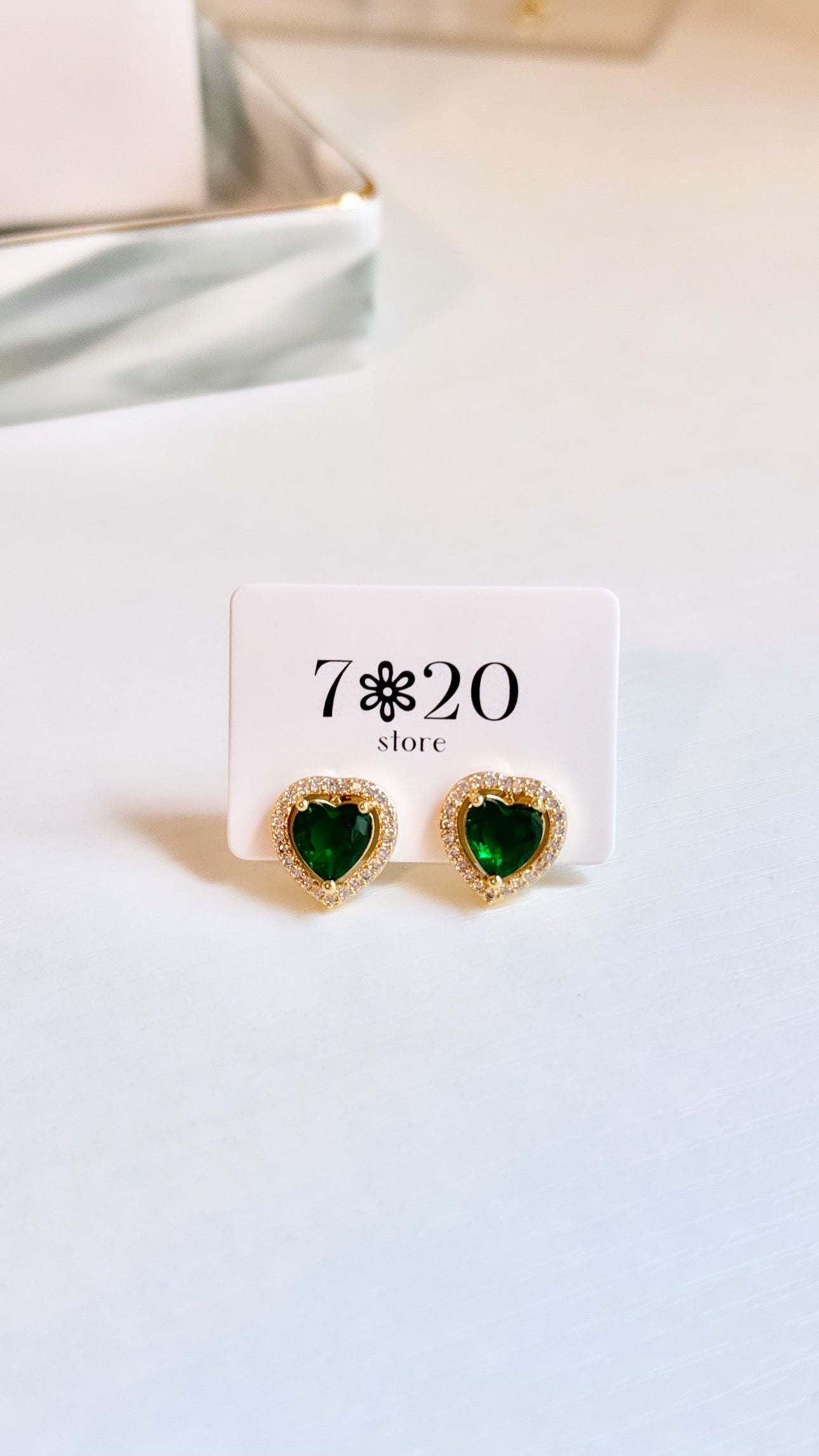 Green Heart Earrings